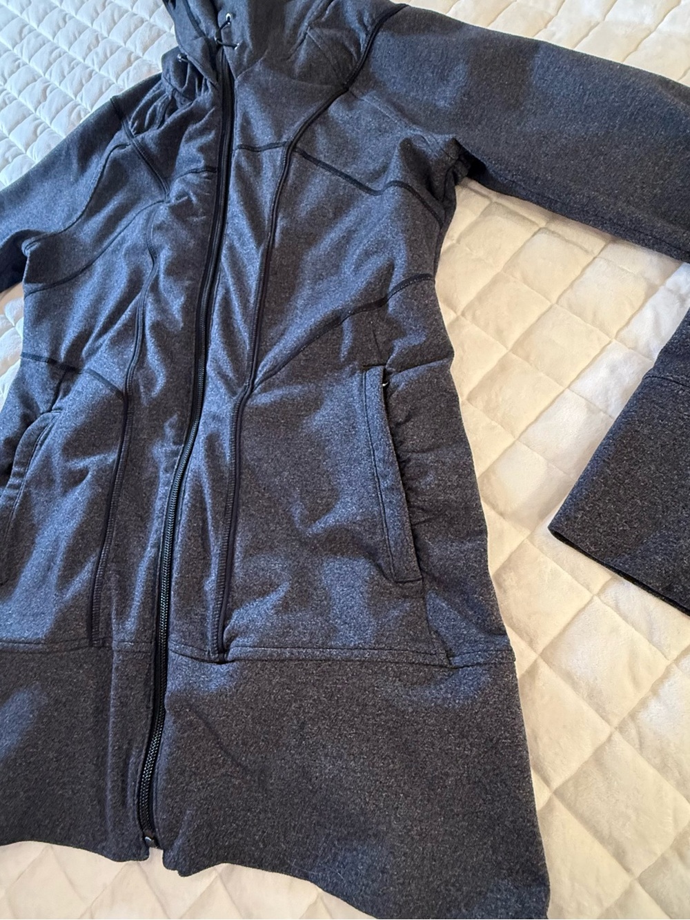 Athleta Rishi Full Zip Yoga Hoodie Jacket Charcoal Dark Gray Medium M
